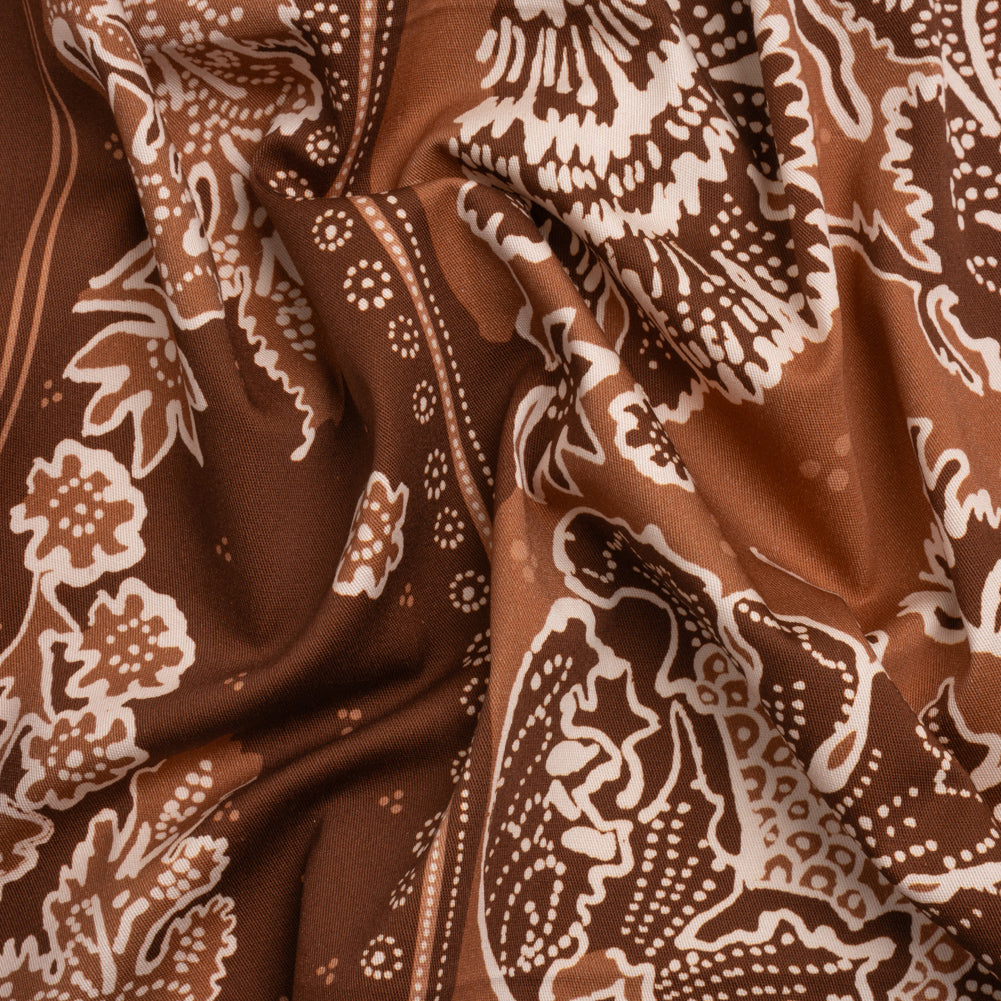 Stretch Cotton Twill Panel - Burgundy Floral Blocks - Mood Exclusive Maple Hill Heights