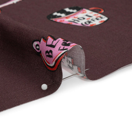 Slubbed Viscose Woven Print - Brown and Pink Small Objects - Mood Exclusive Little Lies