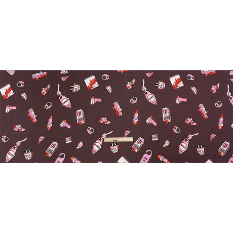 Slubbed Viscose Woven Print - Brown and Pink Small Objects - Mood Exclusive Little Lies