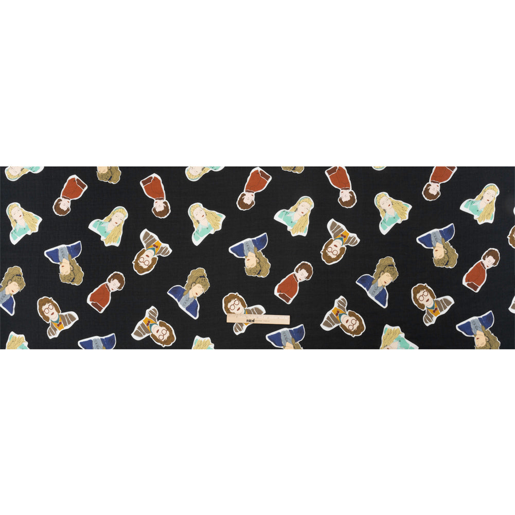 Slubbed Viscose Woven Print - Black, Red and Blue Female Portraits - Mood Exclusive Phenomenal Woman