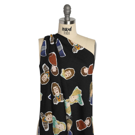 Slubbed Viscose Woven Print - Black, Red and Blue Female Portraits - Mood Exclusive Phenomenal Woman
