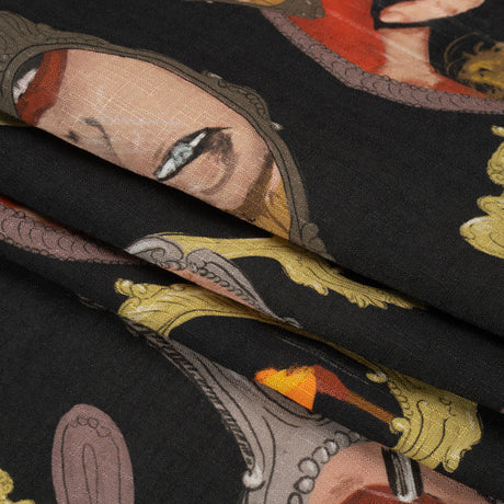 Slubbed Viscose Woven Print - Small Mirrors and Flames - Mood Exclusive Damsel in This Dress