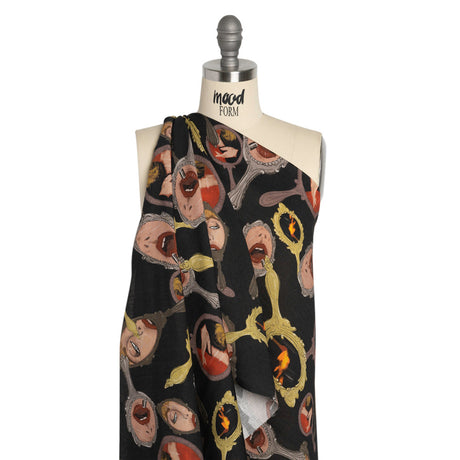 Slubbed Viscose Woven Print - Small Mirrors and Flames - Mood Exclusive Damsel in This Dress