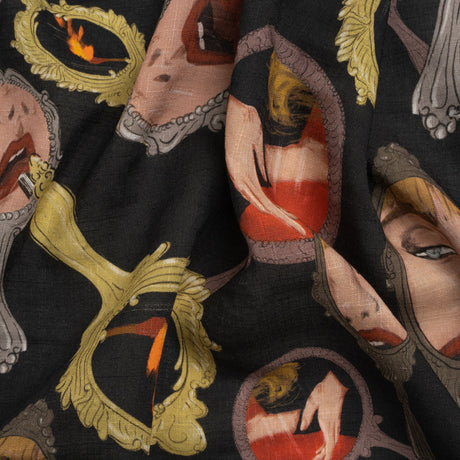 Slubbed Viscose Woven Print - Small Mirrors and Flames - Mood Exclusive Damsel in This Dress