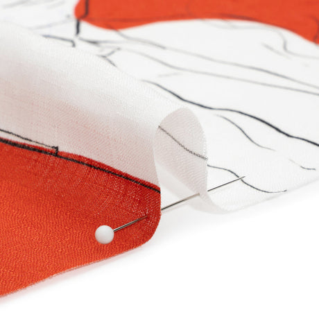 Slubbed Viscose Woven Print - Red, Black and White Portraits - Mood Exclusive Morning Mysteries