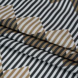 Slubbed Viscose Woven Print - Black and Brown Geometric Stripes - Mood Exclusive Eye Play