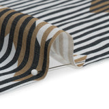Slubbed Viscose Woven Print - Black and Brown Geometric Stripes - Mood Exclusive Eye Play