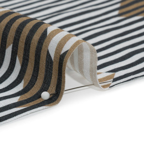 Slubbed Viscose Woven Print - Black and Brown Geometric Stripes - Mood Exclusive Eye Play