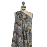 Slubbed Viscose Woven Print - Black and Brown Geometric Stripes - Mood Exclusive Eye Play