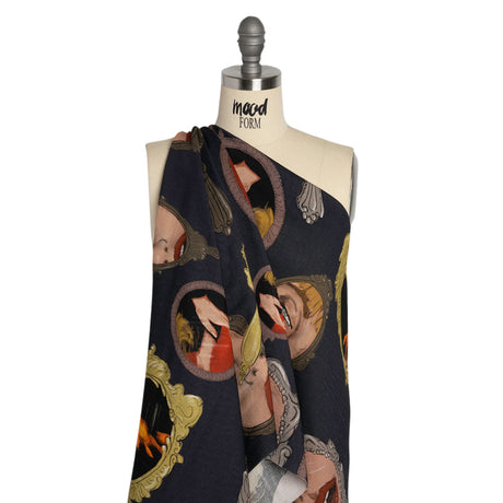 Slubbed Viscose Woven Print - Large Mirrors and Flames - Mood Exclusive Damsel in This Dress