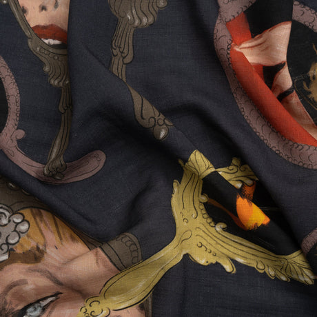 Slubbed Viscose Woven Print - Large Mirrors and Flames - Mood Exclusive Damsel in This Dress