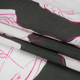 Slubbed Viscose Woven Print - Charcoal and White Portraits - Mood Exclusive Morning Mysteries