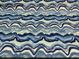 In Layers Wavy Blue Lapis 100 Percent Cotton Fabric - Blue, Teal, White Wavy Pattern, 54" Width (1 Yard)