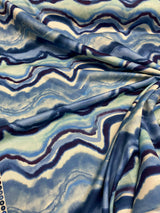 In Layers Wavy Blue Lapis 100 Percent Cotton Fabric - Blue, Teal, White Wavy Pattern, 54" Width (1 Yard)
