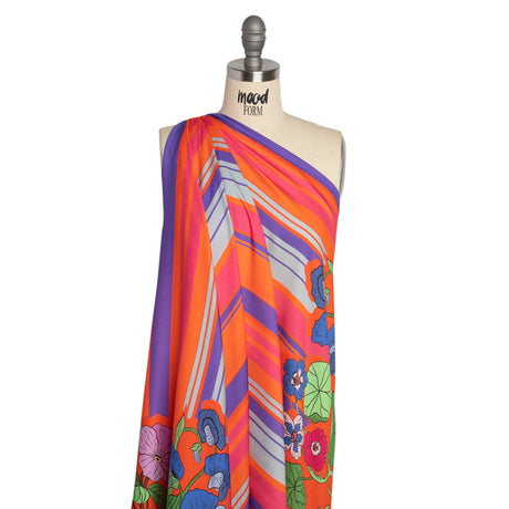 Mood Exclusive Red Lines and Lilies Rayon Challis
