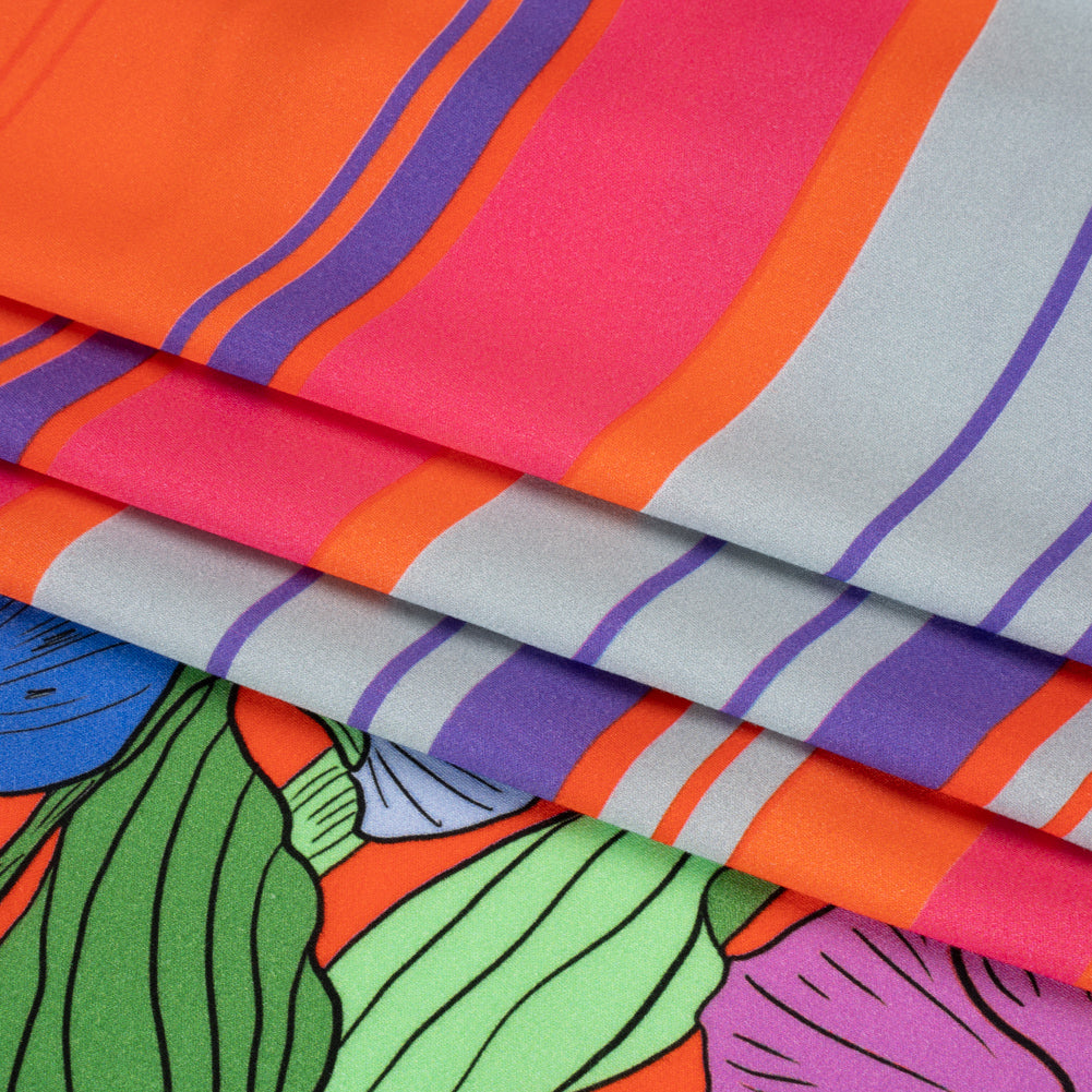 Mood Exclusive Red Lines and Lilies Rayon Challis