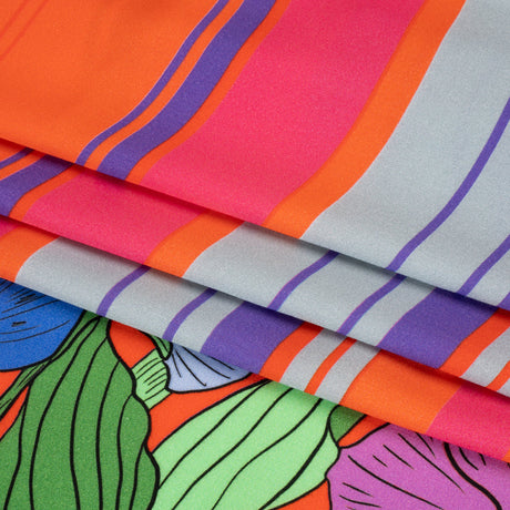 Mood Exclusive Red Lines and Lilies Rayon Challis