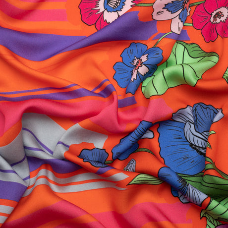 Mood Exclusive Red Lines and Lilies Rayon Challis