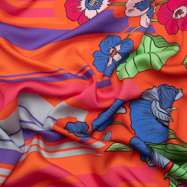 Mood Exclusive Red Lines and Lilies Rayon Challis