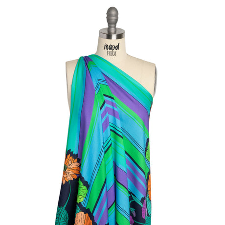 Mood Exclusive Navy Lines and Lilies Rayon Challis