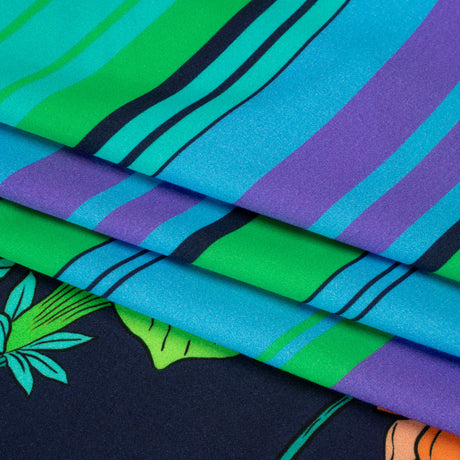 Mood Exclusive Navy Lines and Lilies Rayon Challis