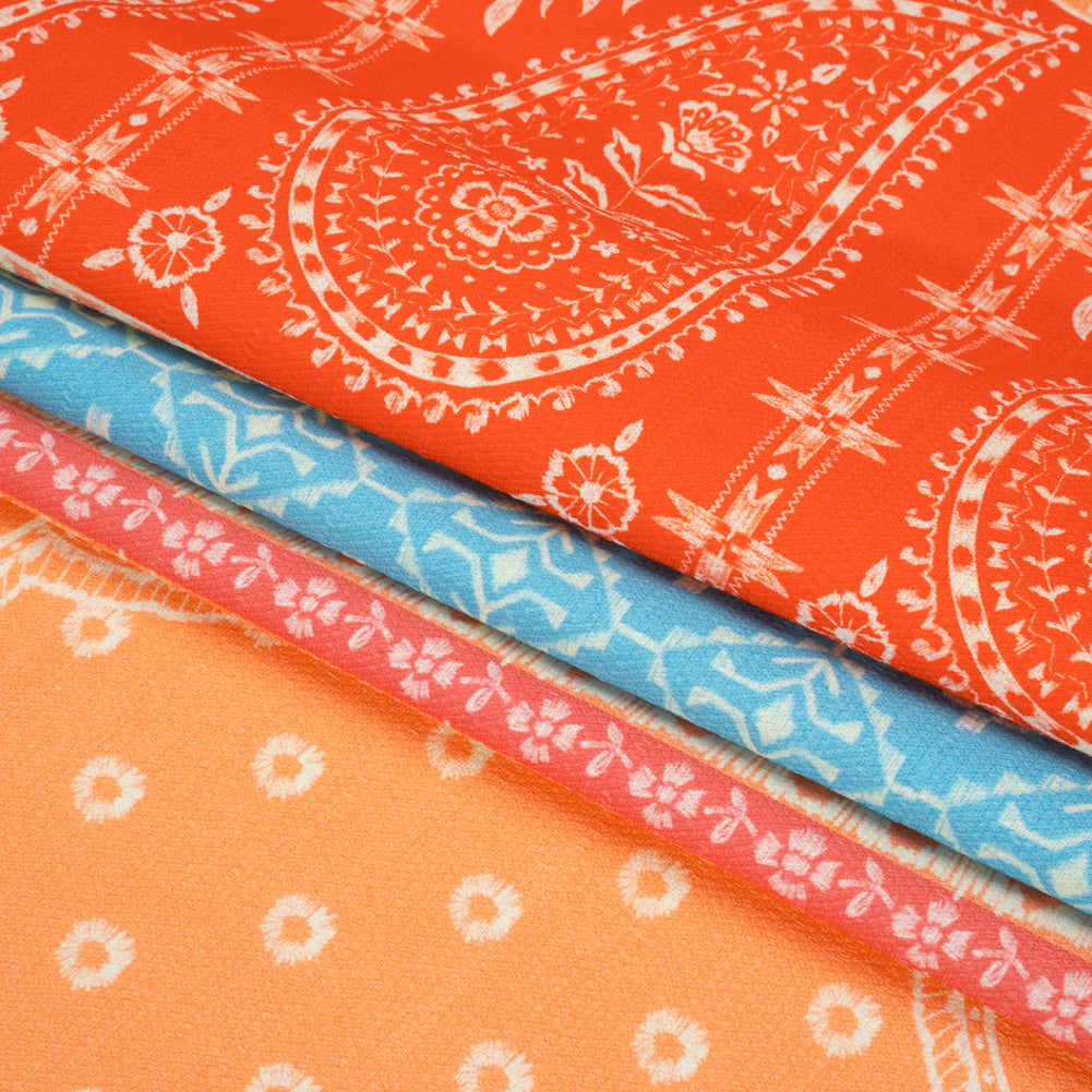 Mood Exclusive Orange Paisley Park Stretch Cotton Woven