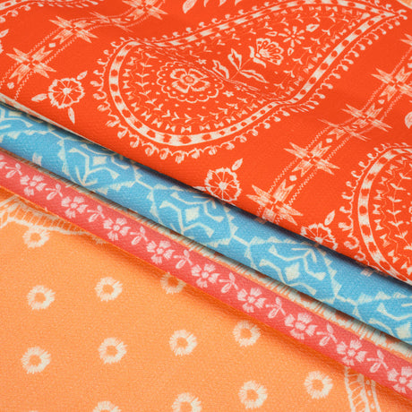 Mood Exclusive Orange Paisley Park Stretch Cotton Woven