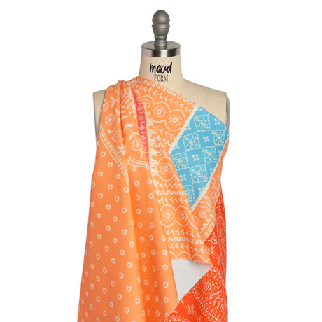 Mood Exclusive Orange Paisley Park Stretch Cotton Woven