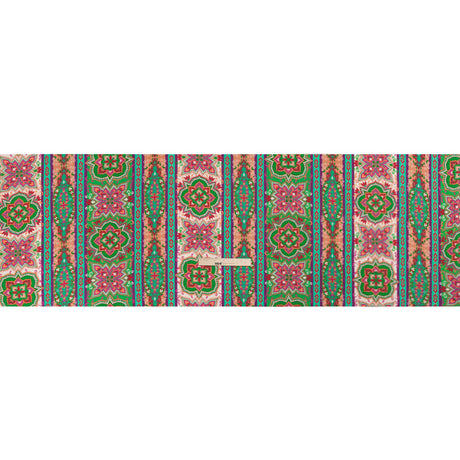 Viscose Crepe Print - Green and Pink Floral Medallion Stripes - Mood Exclusive Happy Hayday