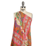 Viscose Crepe Panel - Red, Pink and Orange Fancy Leaves - Mood Exclusive Peacock Gardens