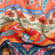 Viscose and Linen Twill Print - Blue and Orange Paisley and Floral Stripes - Mood Exclusive Botanical Bliss