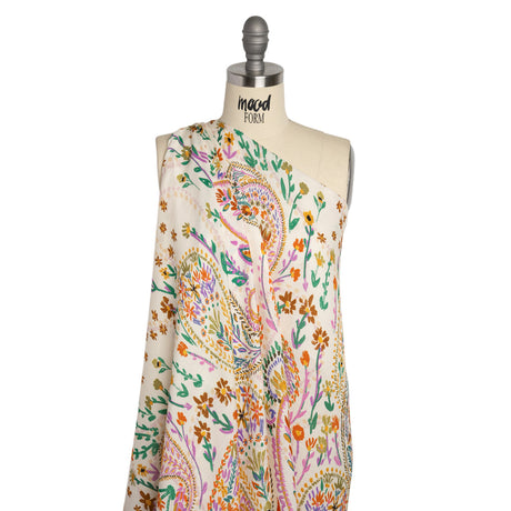 Viscose and Linen Twill Panel - White and Rainbow Paisley and Floral - Mood Exclusive Realized Wonders