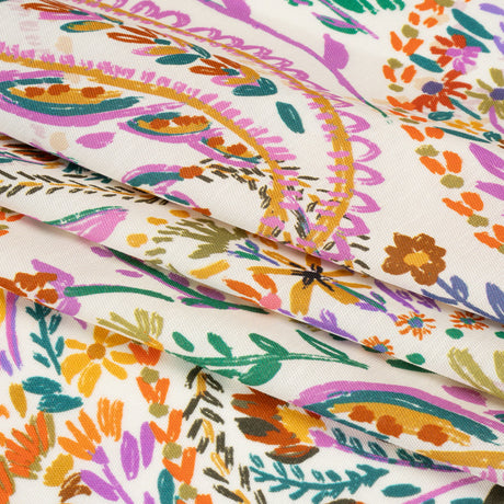 Viscose and Linen Twill Panel - White and Rainbow Paisley and Floral - Mood Exclusive Realized Wonders