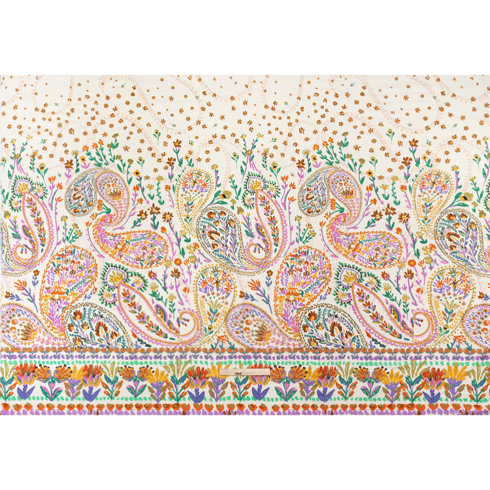 Viscose and Linen Twill Panel - White and Rainbow Paisley and Floral - Mood Exclusive Realized Wonders