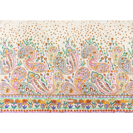 Viscose and Linen Twill Panel - White and Rainbow Paisley and Floral - Mood Exclusive Realized Wonders