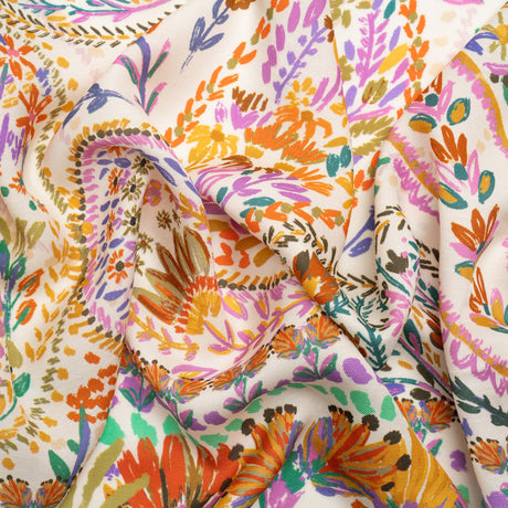 Viscose and Linen Twill Panel - White and Rainbow Paisley and Floral - Mood Exclusive Realized Wonders