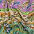 Viscose and Linen Twill Print - Purple and Green Paisley and Floral Stripes - Mood Exclusive Botanical Bliss