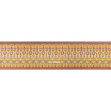 Viscose and Linen Twill Print - Yellow and Orange Stylized Flowers and Chevrons - Mood Exclusive Fashion Floral