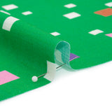 Viscose and Linen Woven Print - Green and Pink Squares - Mood Exclusive Square Dancing
