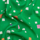 Viscose and Linen Woven Print - Green and Pink Squares - Mood Exclusive Square Dancing