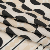 Viscose and Linen Woven Panel Print - Black and White Split Circles - Mood Exclusive Circle Back