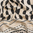Viscose and Linen Woven Panel Print - Black and White Split Circles - Mood Exclusive Circle Back