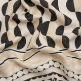 Viscose and Linen Woven Panel Print - Black and White Split Circles - Mood Exclusive Circle Back