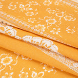 Viscose and Linen Woven Print - Yellow and White Lace and Floral Stripes - Mood Exclusive Lace and Ribbons