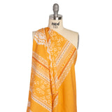 Viscose and Linen Woven Print - Yellow and White Lace and Floral Stripes - Mood Exclusive Lace and Ribbons