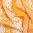 Viscose and Linen Woven Print - Yellow and White Lace and Floral Stripes - Mood Exclusive Lace and Ribbons