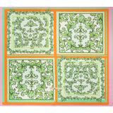 Viscose and Linen Woven Panel Print - Green and Orange Leafy Squares - Mood Exclusive Havana Spring
