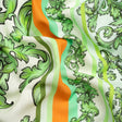 Viscose and Linen Woven Panel Print - Green and Orange Leafy Squares - Mood Exclusive Havana Spring
