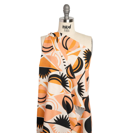 Cotton Poplin Print - Orange Geometric Suns and Circles - Mood Exclusive Twinkle Twinkle