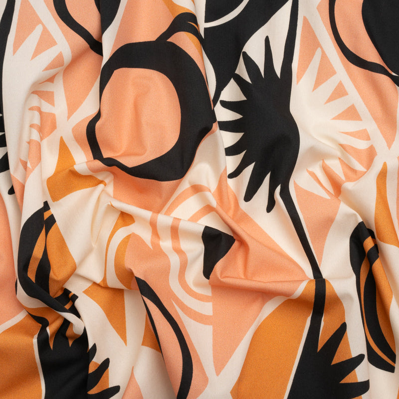 Cotton Poplin Print - Orange Geometric Suns and Circles - Mood Exclusive Twinkle Twinkle